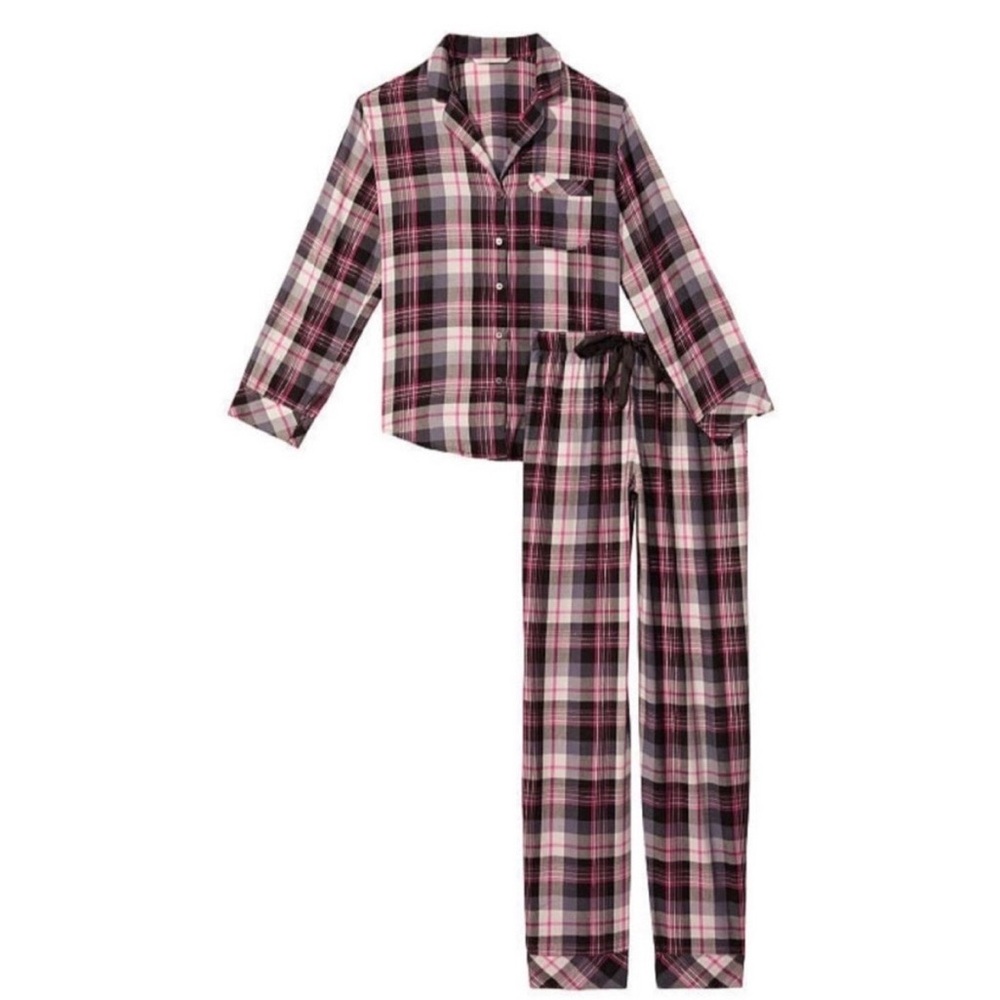 Women’s Victoria’s Secret 3pc Long Flannel PJ Set With Scrunchie Size XL BNWT